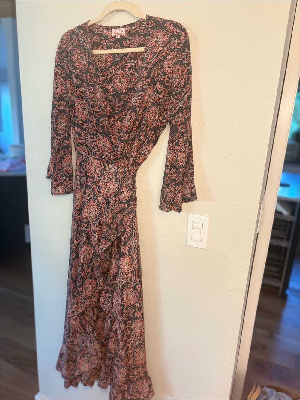 Western boho silk blend wrap dress